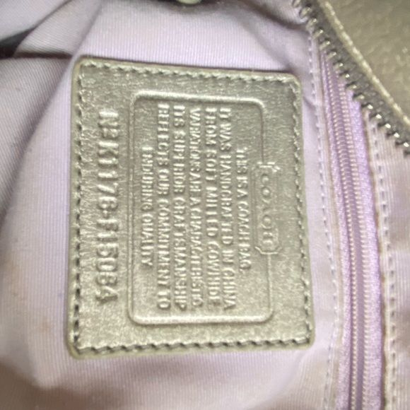 Coach metallic in soft neutral hobo bag. Zip top and side. Adjustable strap. - Picture 5 of 12